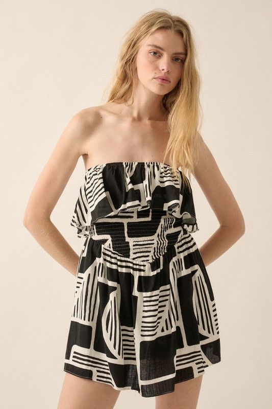 Retro Vibes Flouncy Romper-Blk