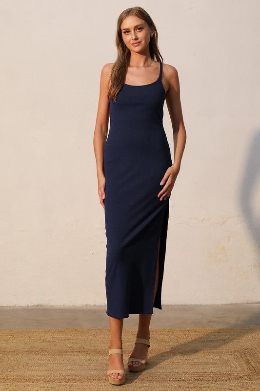 Doubled Up Cami Maxi Dress-Navy