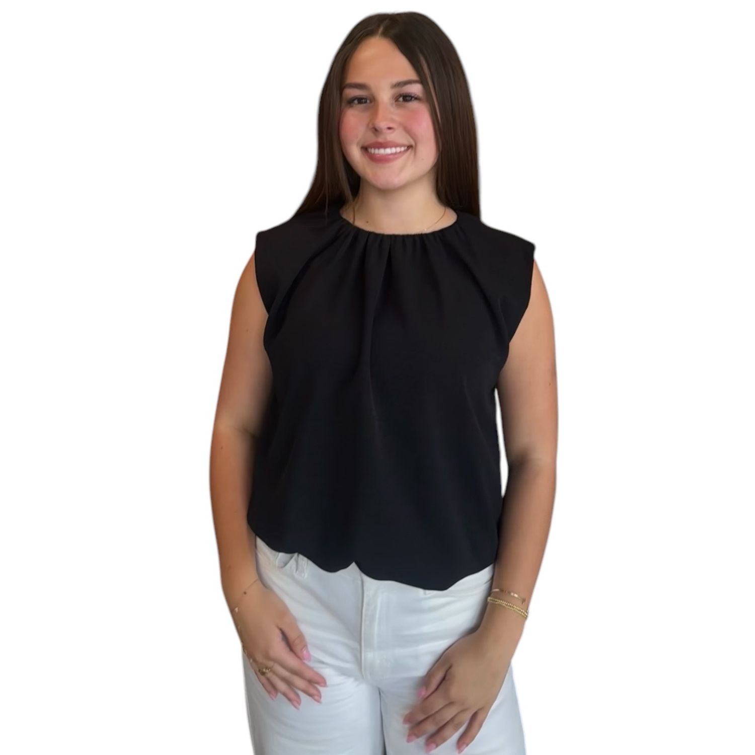Mandy Gathered Top-Blk