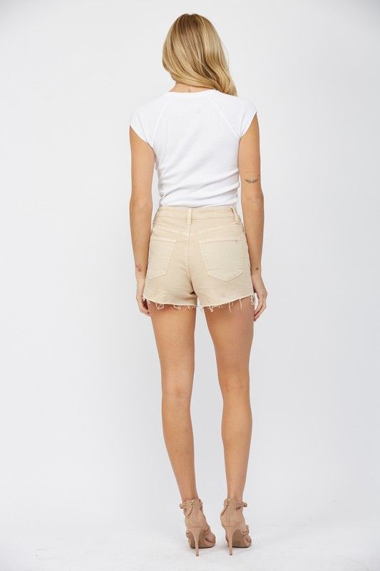 Beige Hi Rise Jean Short