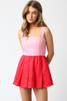 Colorblock Linen Romper
