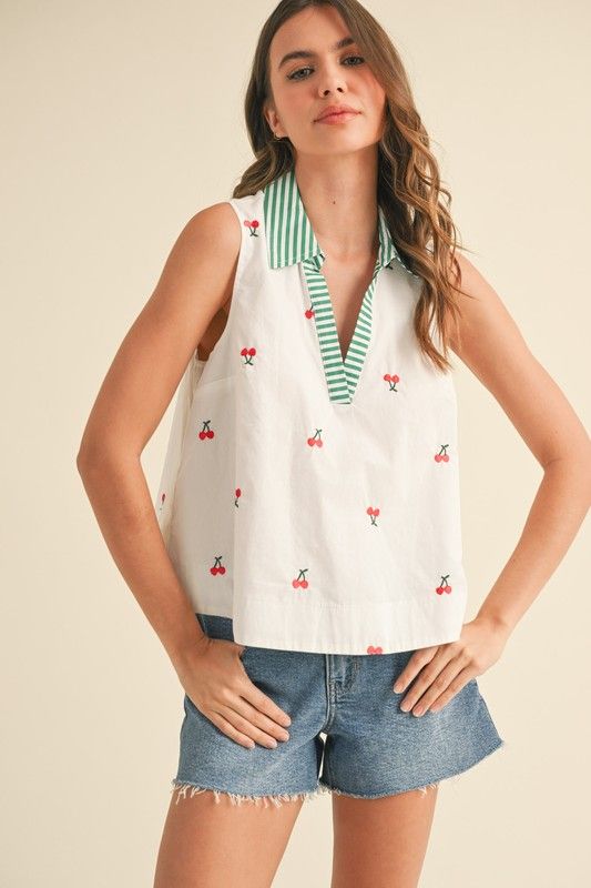 Cherry Emb Blouse