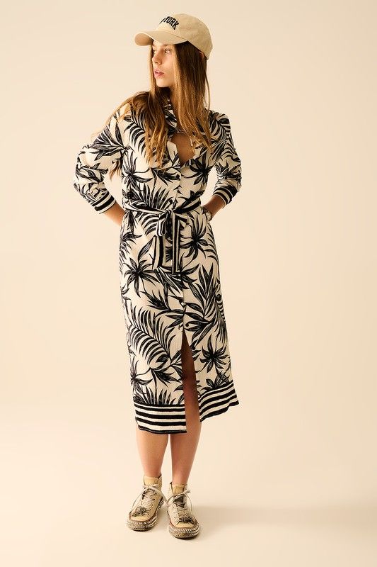 Tropical Midi Shirt Dress