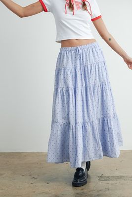 Pindot Maxi Skirt-Blu
