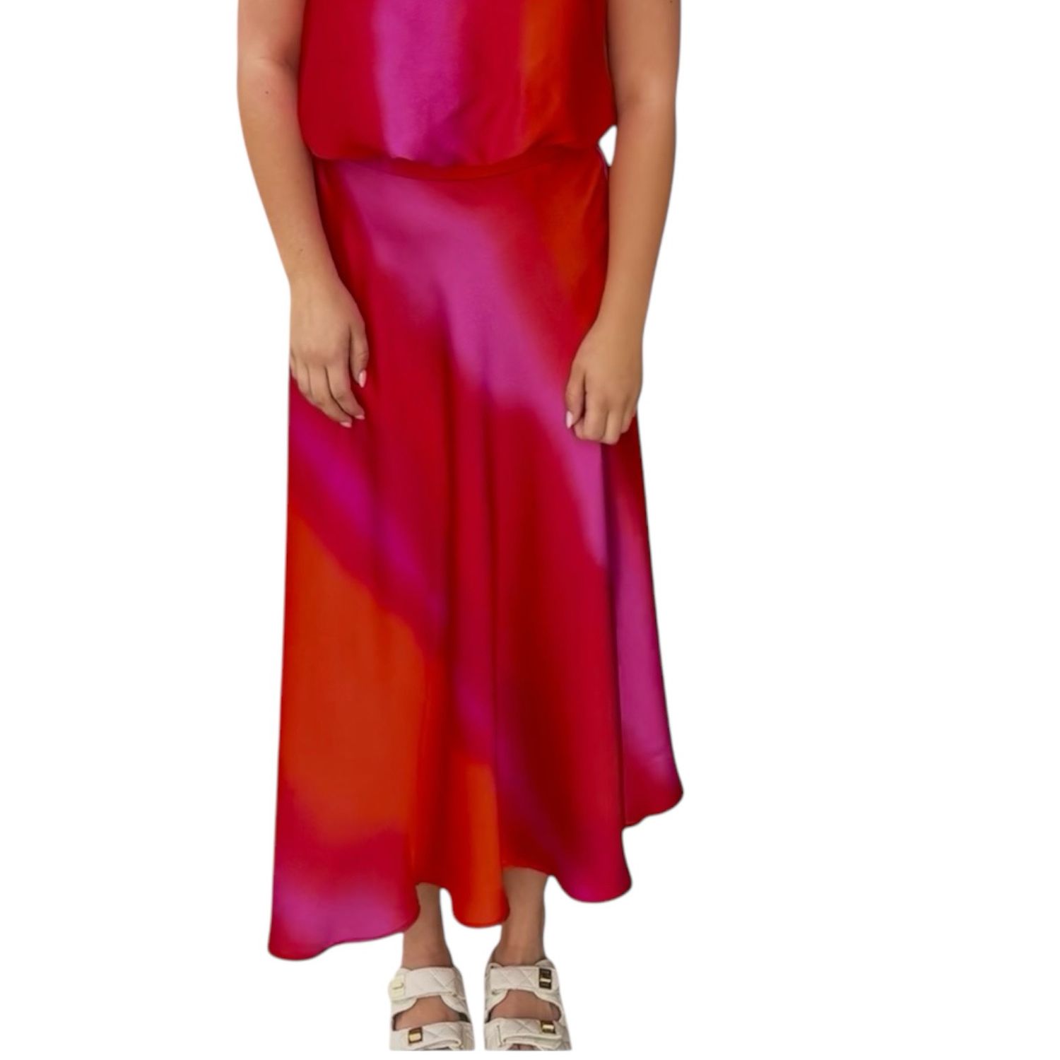 Pinky Ombre Midi Skirt