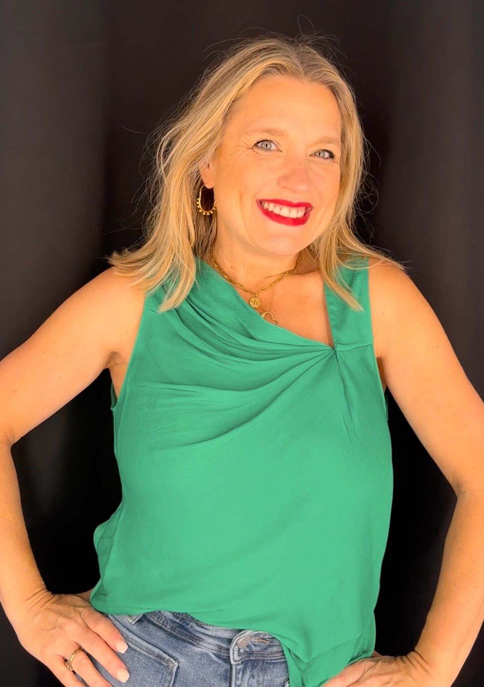 Michelle Draped Top-Green