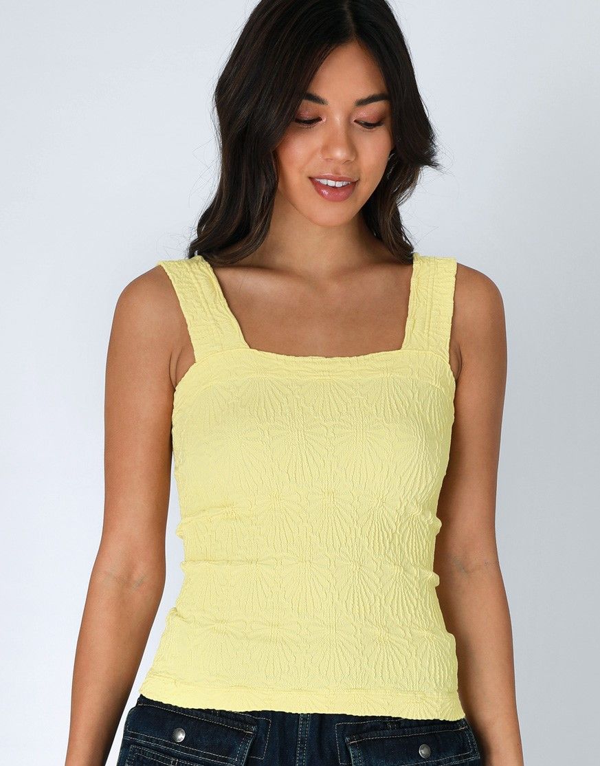 Lace Square Neck-Yellow