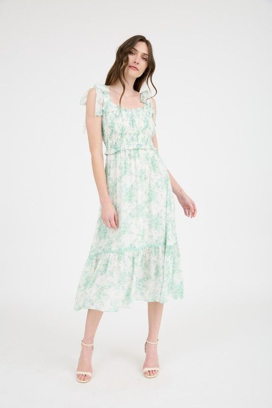 Green Floral Midi Dress