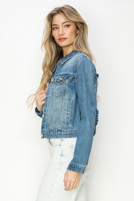 Ruffle Denim Jacket-Med