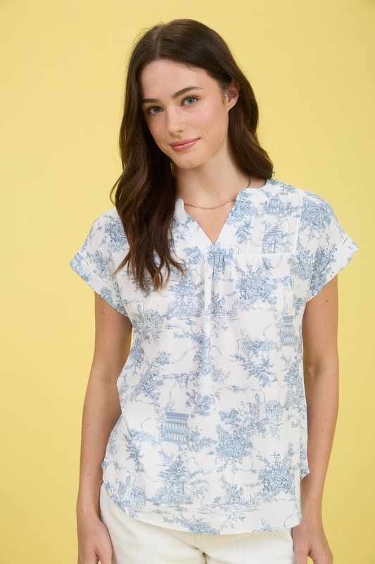 Lt Blue Toile Blouse