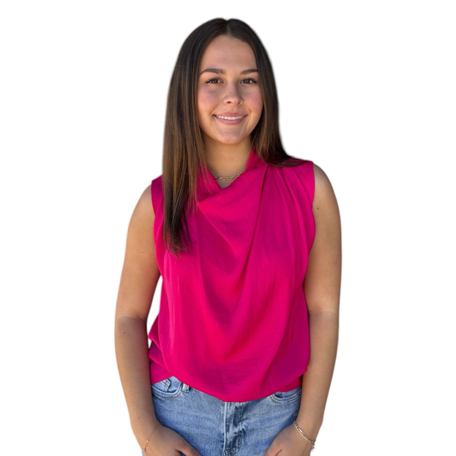 Darla Drape Neck Top-Pink