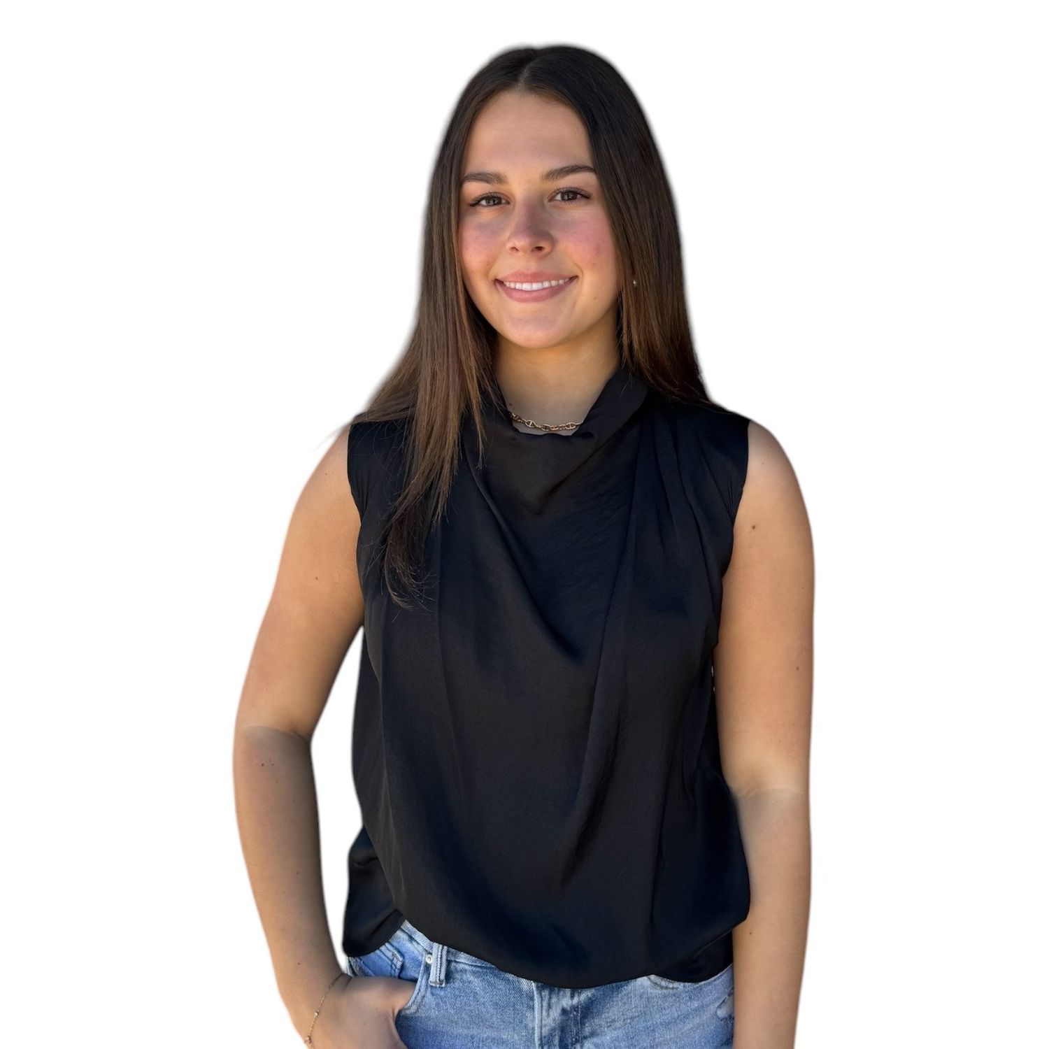 Darla Drape Neck Top-Blk