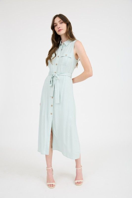Sage Button Down Dress