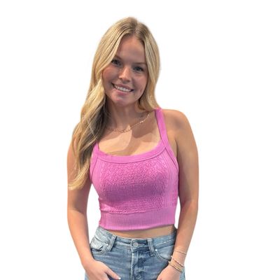 Floral Lace Tank-Pink
