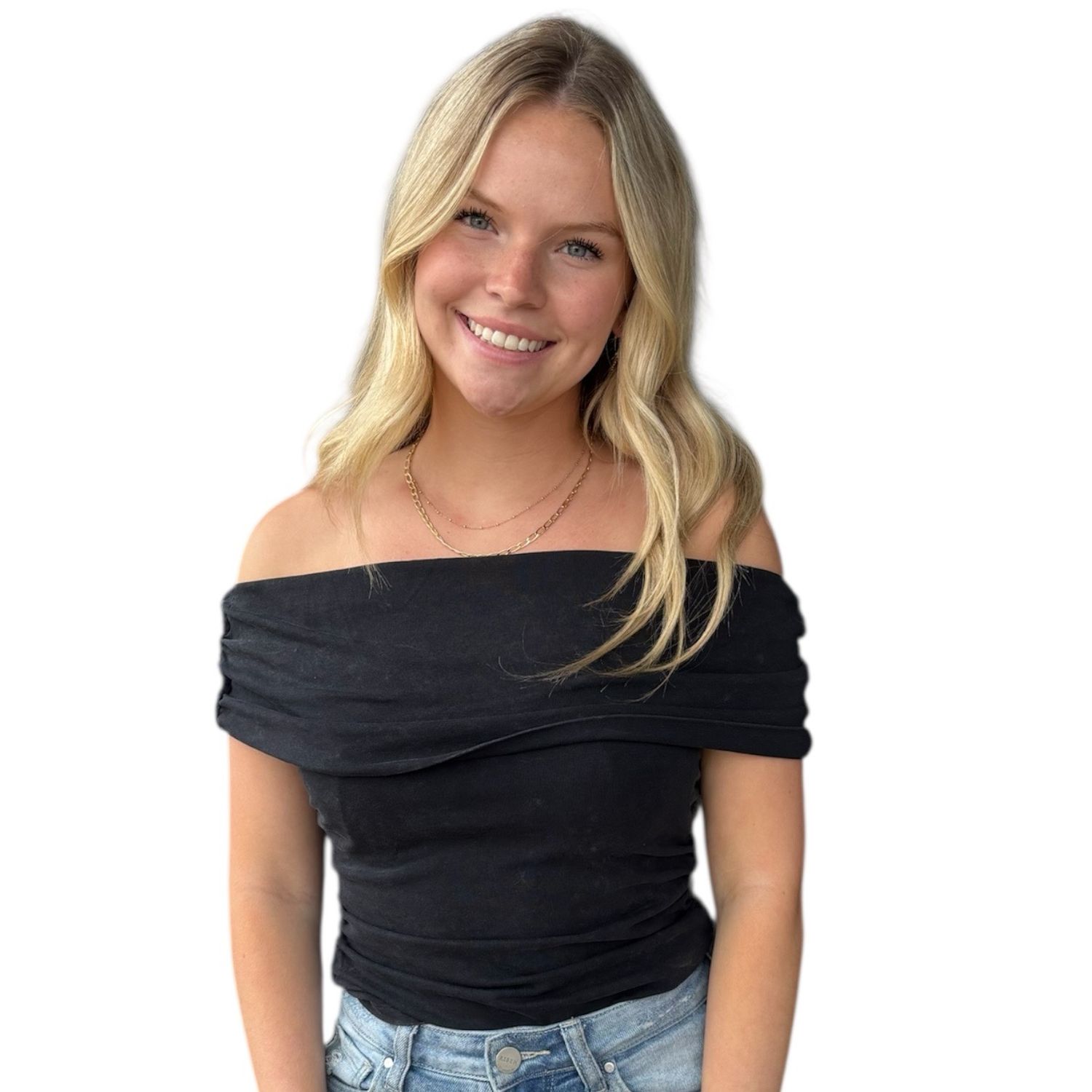 Rita Off Shoulder Top-Blk