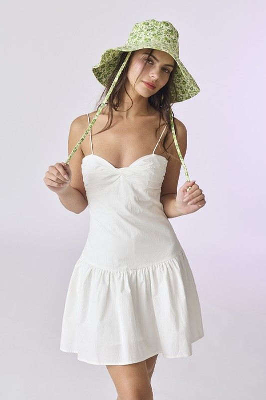 Camila Twist Front Dress-Wht