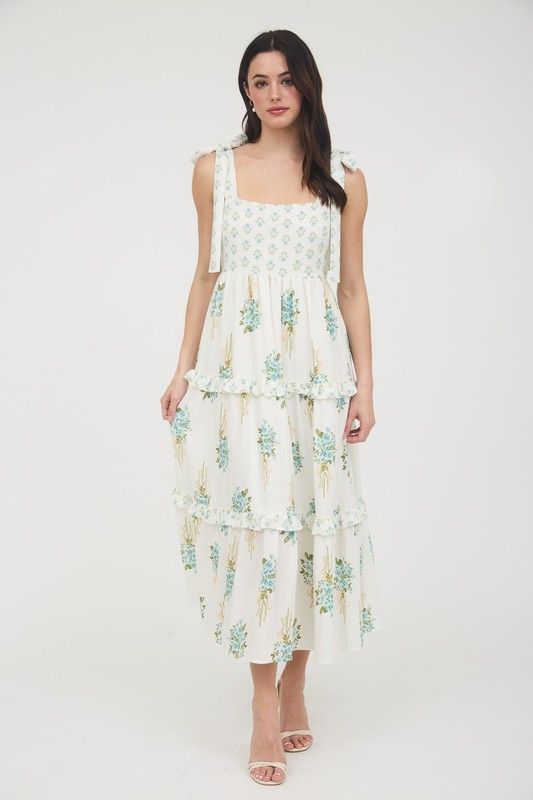 Bouquet Tie Strap Dress