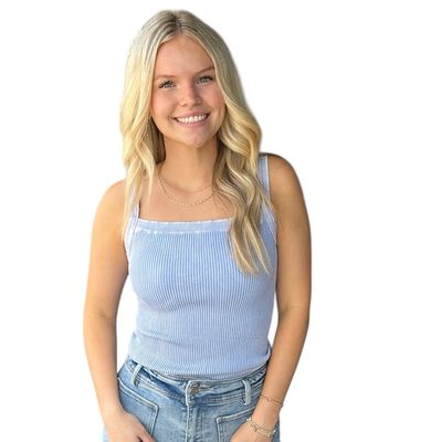 Vin Square Neck Tank-Blu