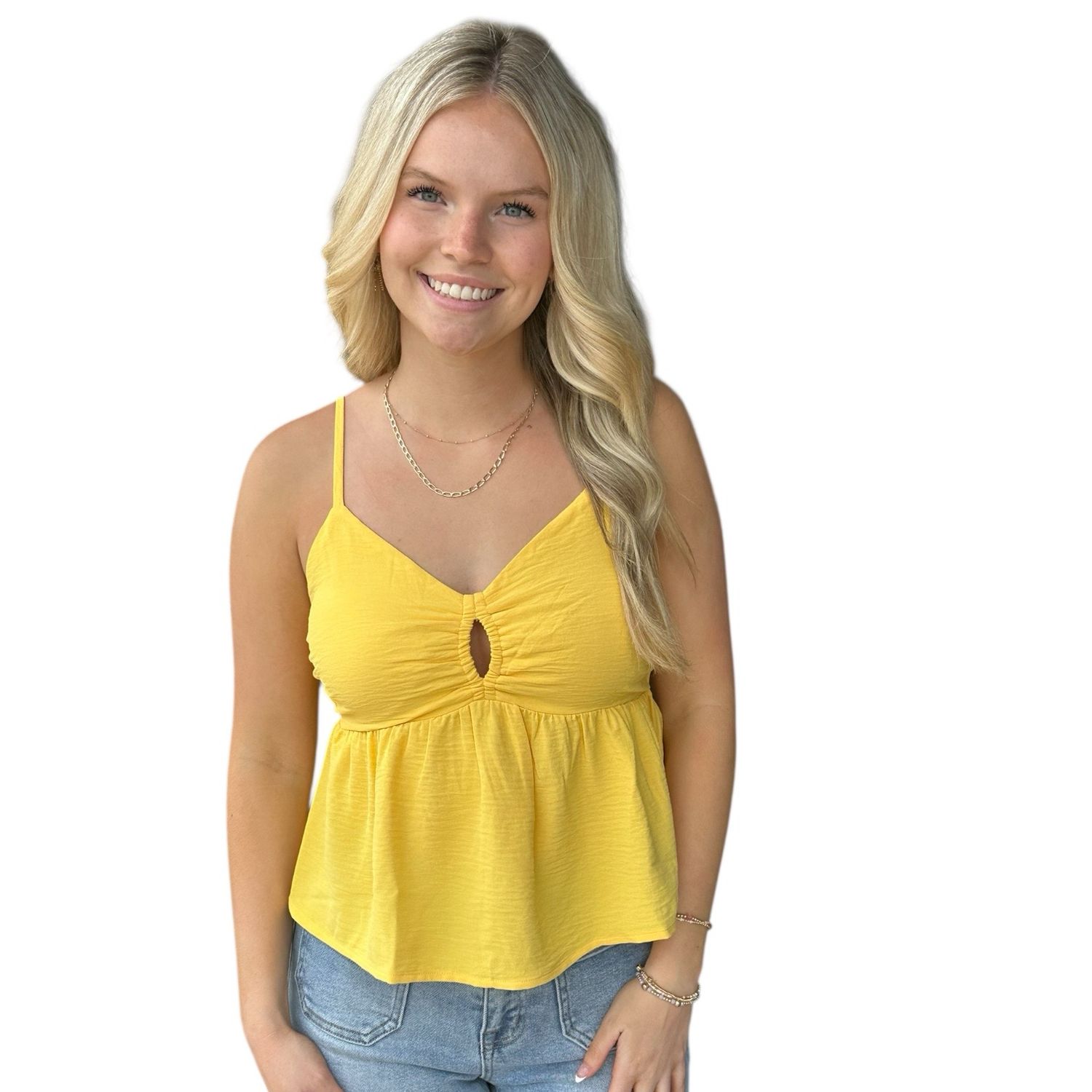 Ella Keyhole Cami-Yellow