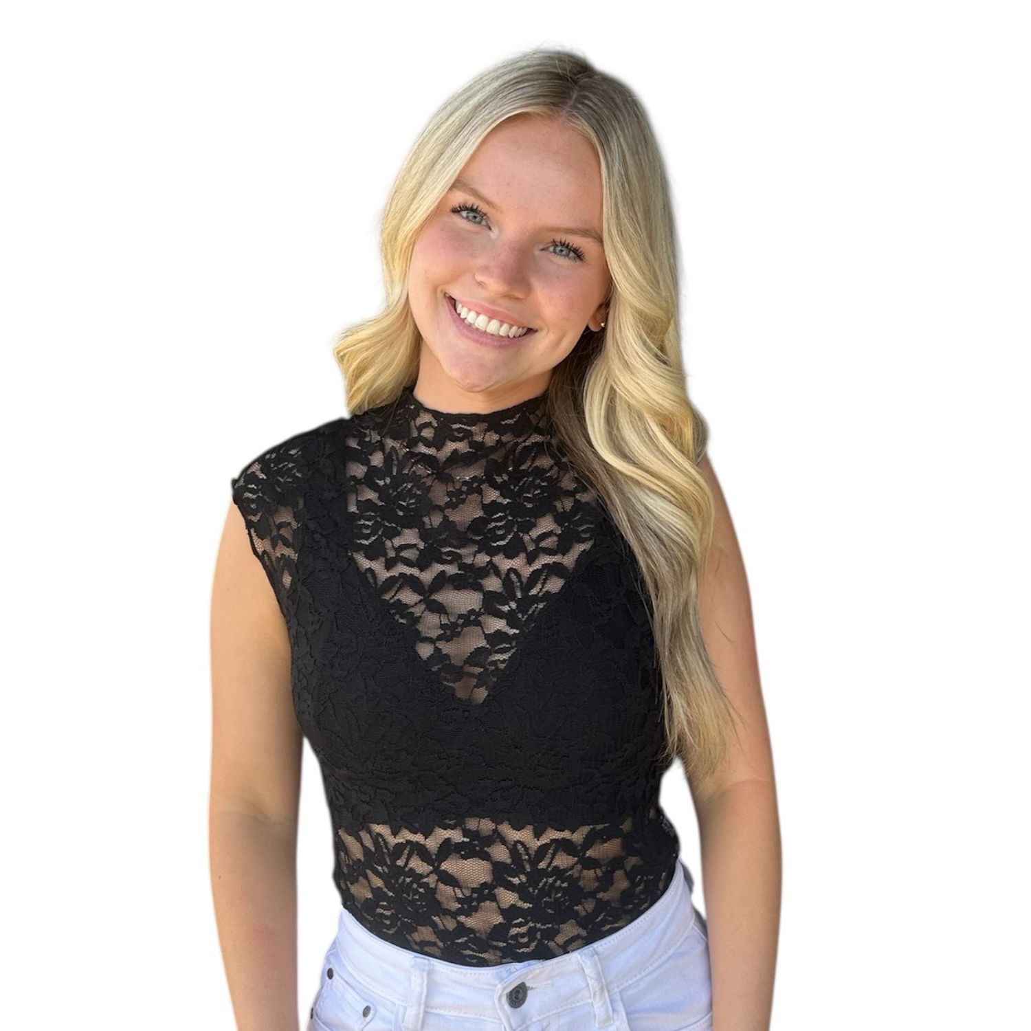 Lace Tee-Blk
