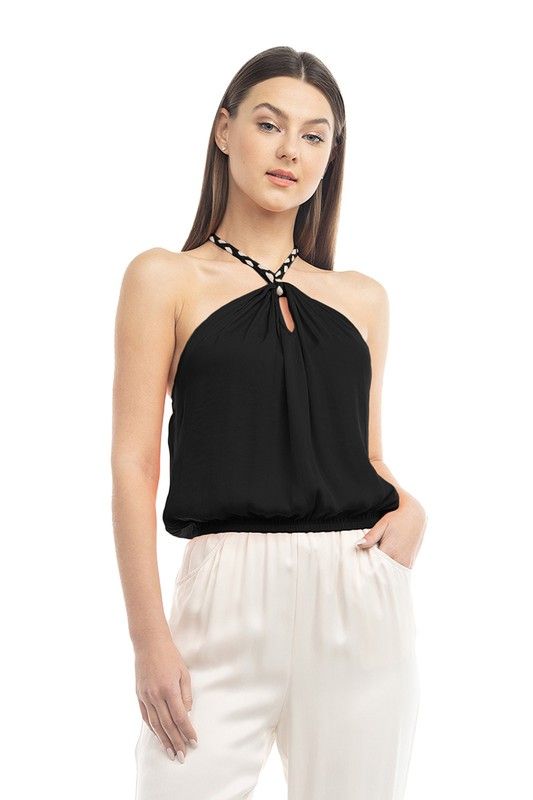 Braided Halter-Blk