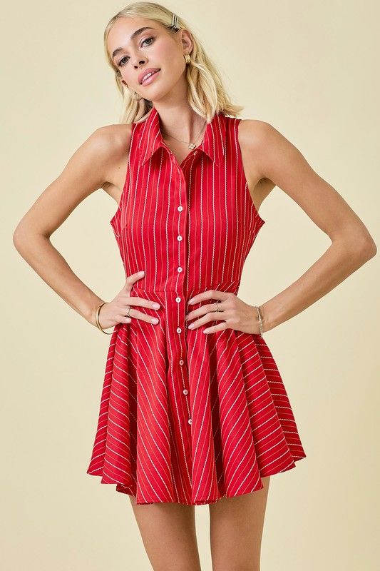 Red Striped Shirt Dress