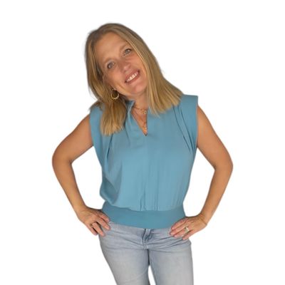 Channing Banded Bottom Top-Blue