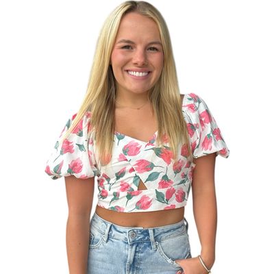 Frannie Floral Crop-Pink