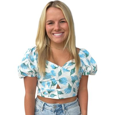 Frannie Floral Crop-Blue