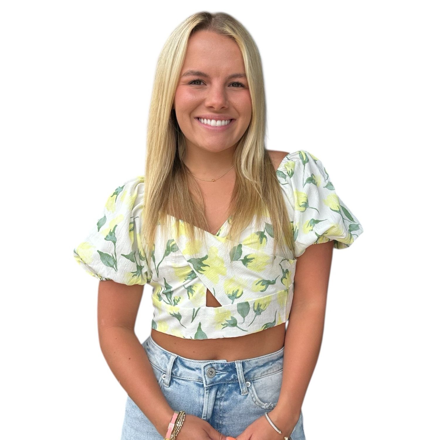 Frannie Floral Crop-Yellow