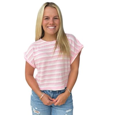 Softy Pink Stripe Boxy Tee