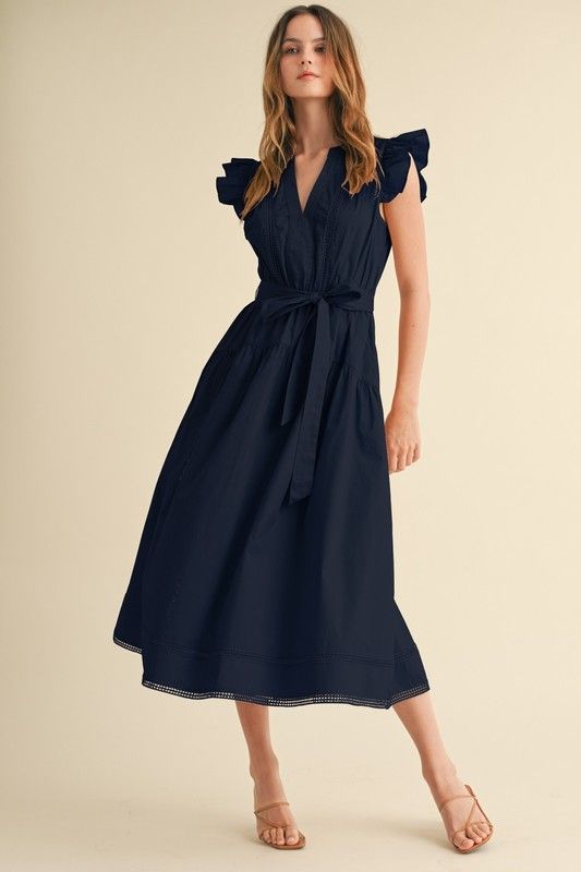 Navy Ruffle Maxi Dress