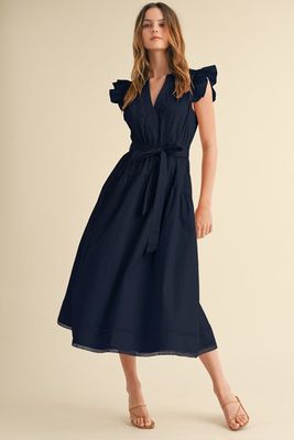 Navy Ruffle Maxi Dress