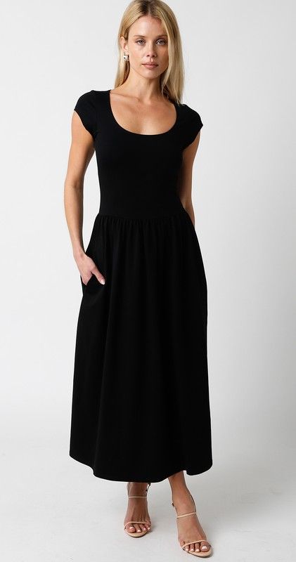 Jane Midi Dress-Blk