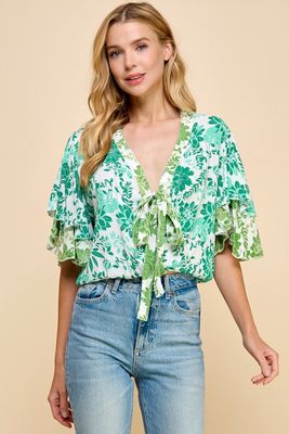 Happy Green Floral Top
