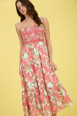 Karen Floral Maxi Dress-Red