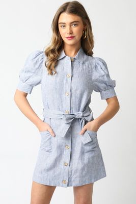 Mallory Shirt Dress-Blue