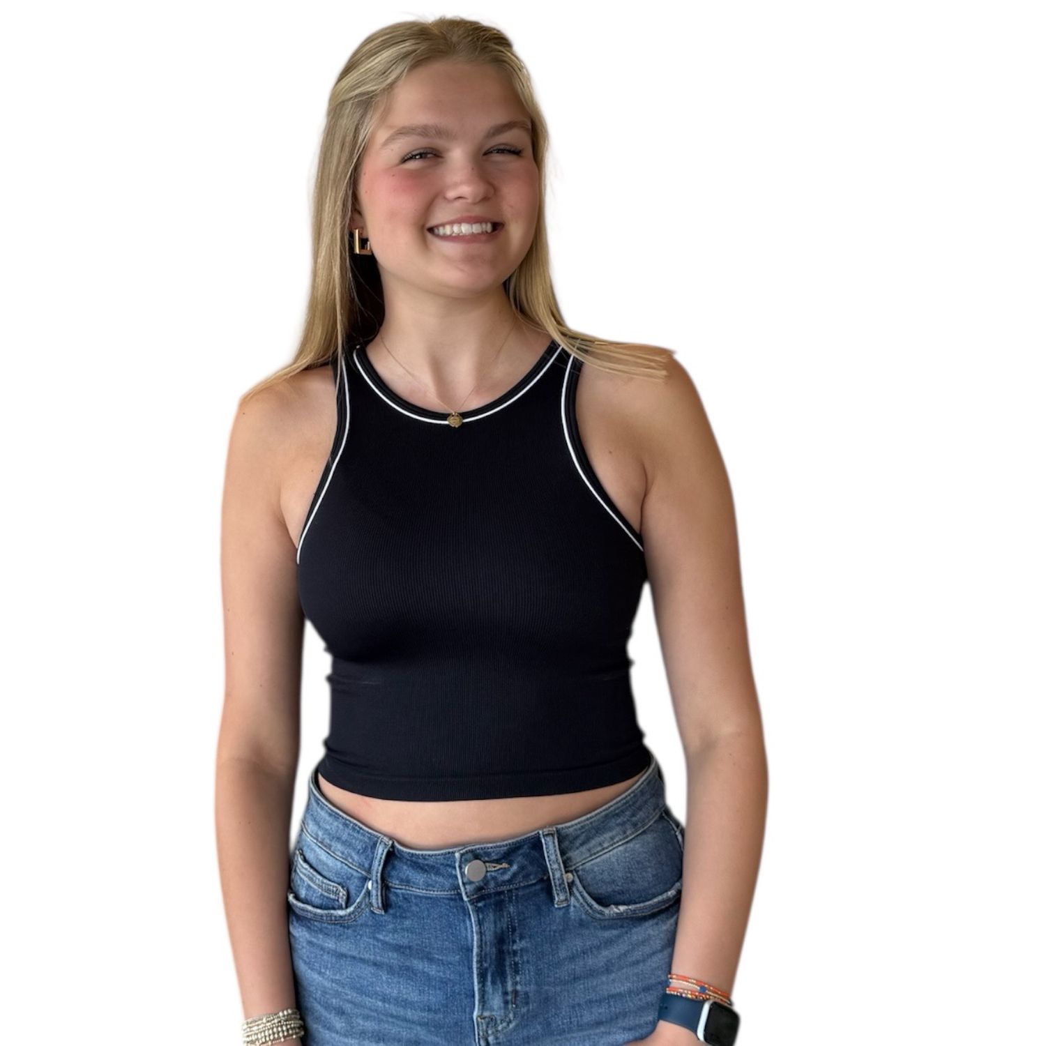 Piper Hi Neck Tank-Blk