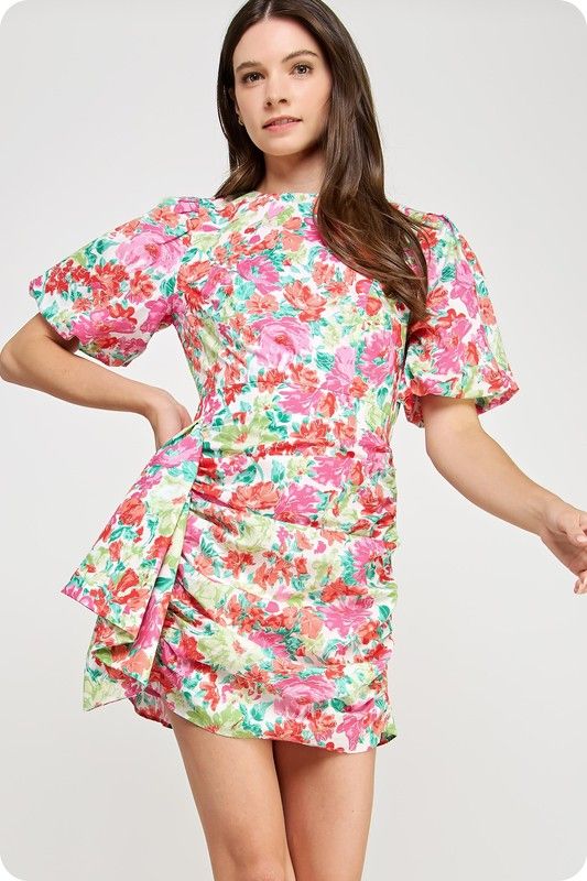 Kamber Floral Dress-Red
