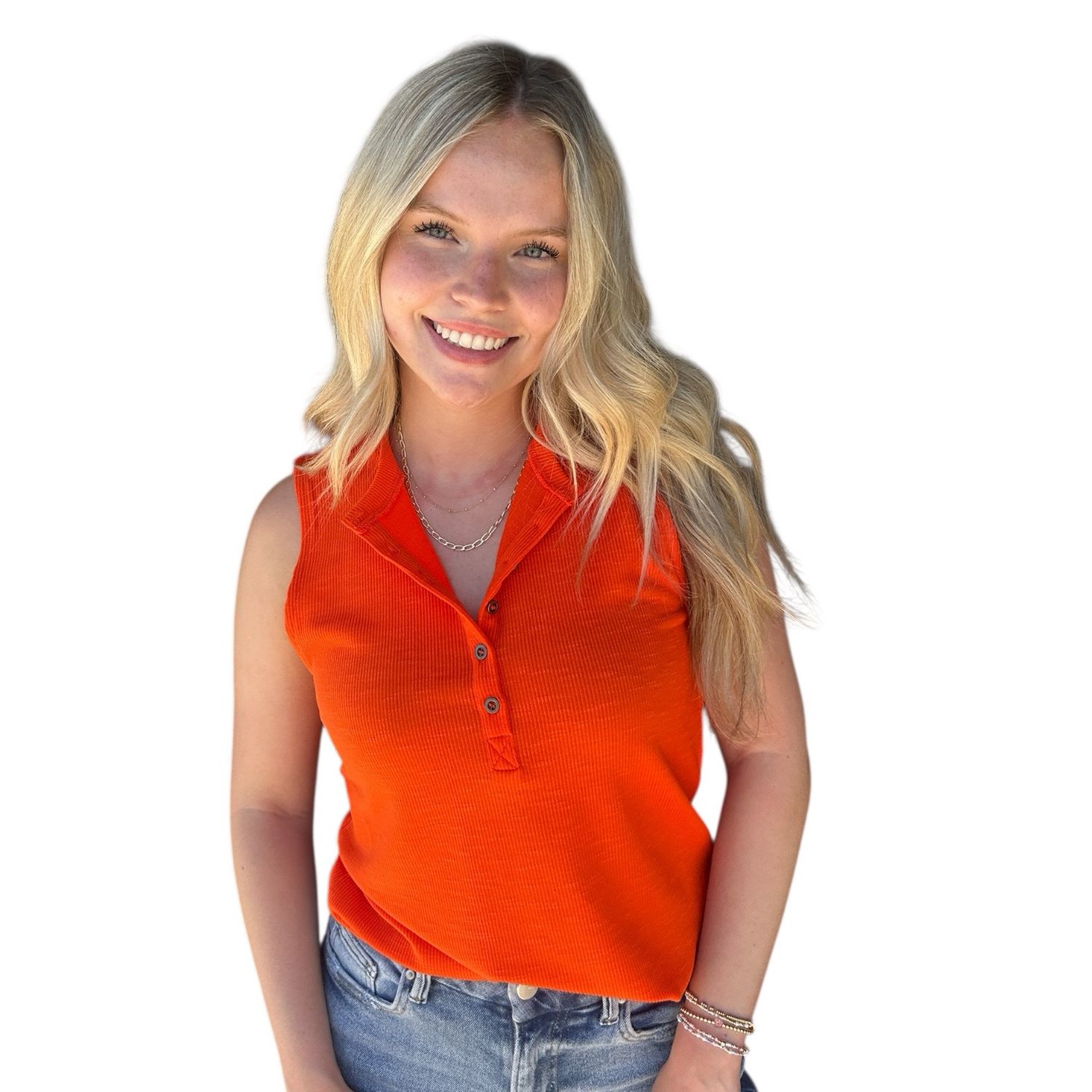 Janie Henley Tank-Orange