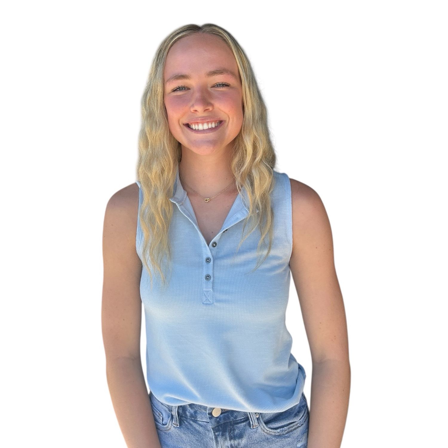 Janie Henley Tank-B Blue