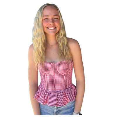 Haddie Check Corset Top