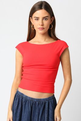 Hillary Lo Back Tee-Red