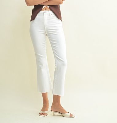 White Cropped Kick Flare