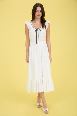 Ribbon Detail Midi-Wht