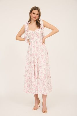 Corset Top Floral Maxi-Pink