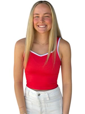 Sweetheart Piped Tank-Red