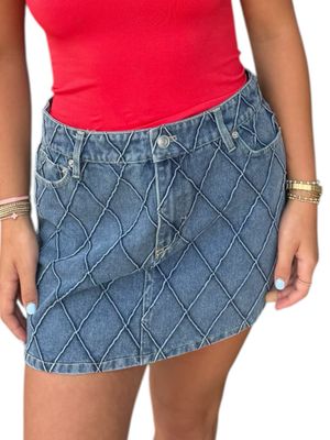 Quilted Denim Mini Skirt