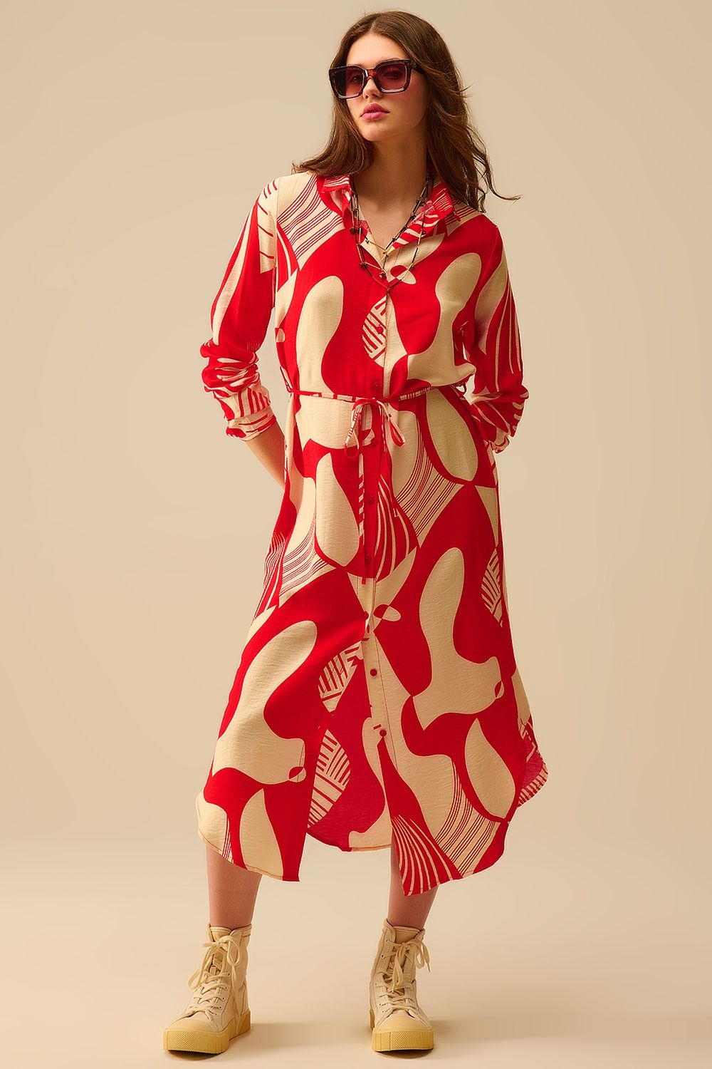 Abstract Button Down Dress