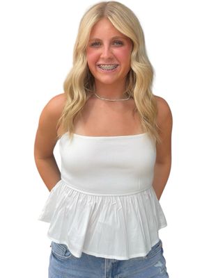 Precious Peplum Top-Wht
